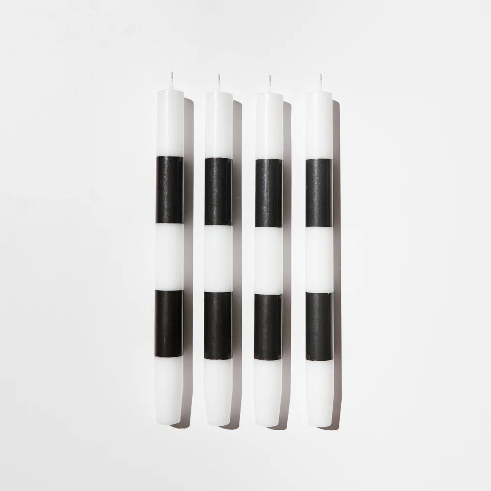 FAZEEK - Striped Candles - Black + White (Pack of Four)