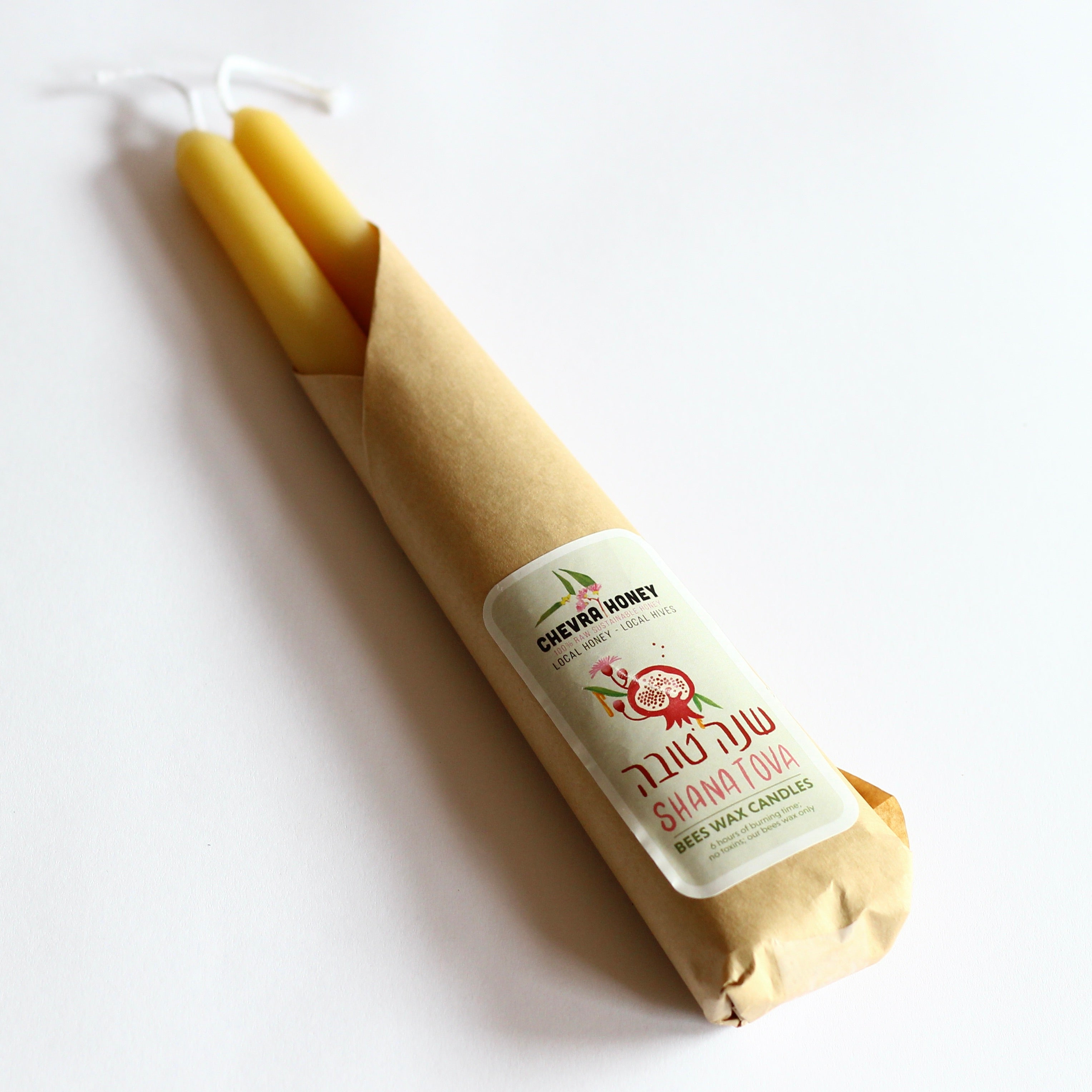 Chevra - Natural Beeswax Candles Twin Pack